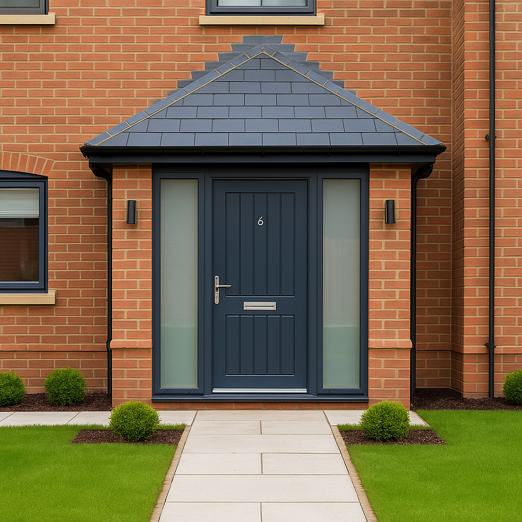 Anthracite grey porch with modern front door – Bestpricevalue.com