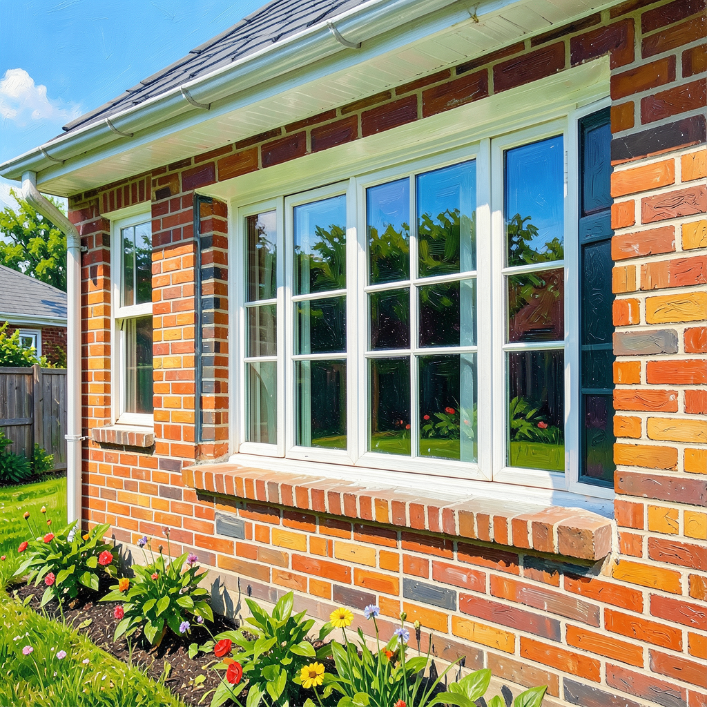 Painted uPVC window frames on a UK brick house exterior